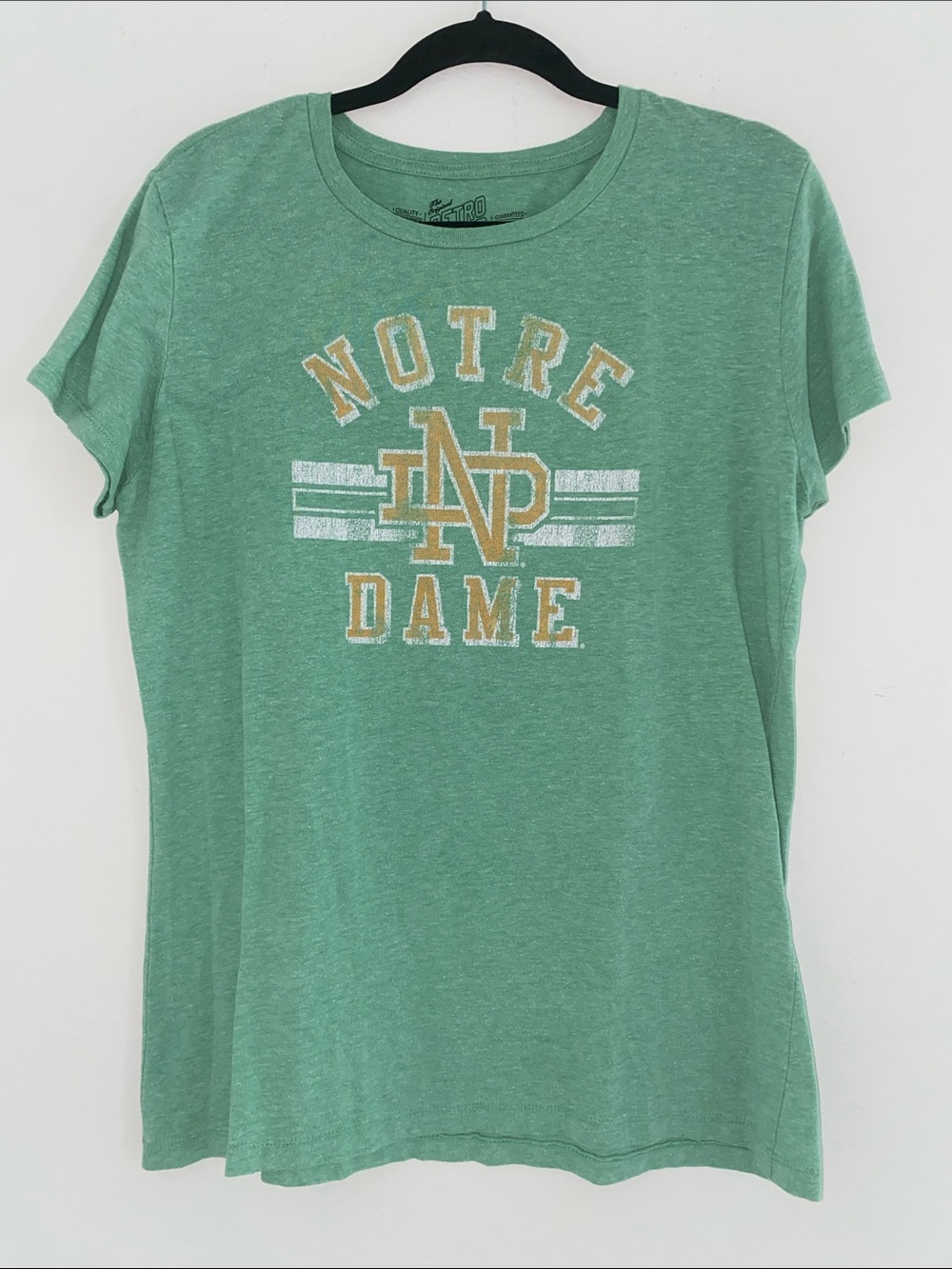 Original Retro Brand Heather Green Notre Dame Vintage Look Short Sleeve Tee-XL